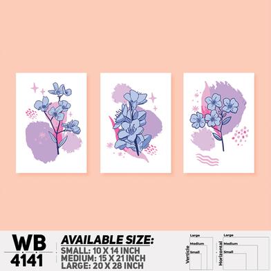 DDecorator Flower And Leaf Abstract Art Wall Board And Wall Canvas - Set of 3 image