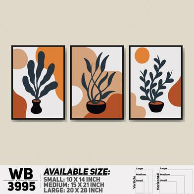 DDecorator Flower And Leaf Abstract Art (Set of 3) Wall Board And Wall Canvas image