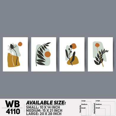 DDecorator Flower And Leaf Abstract Art Wall Board And Wall Canvas - Set of 4 image