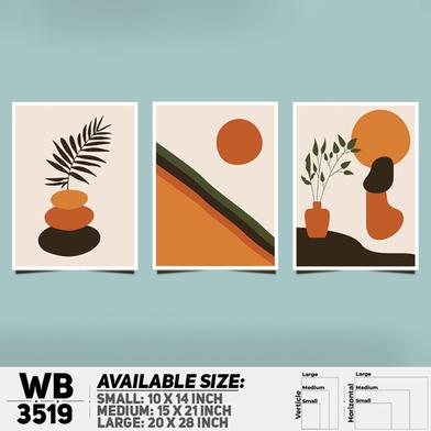 DDecorator Flower And Leaf ArtWork (Set of 3) Wall Board And Wall Canvas image