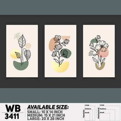 DDecorator Flower And Leaf ArtWork (Set of 3) Wall Board And Wall Canvas image
