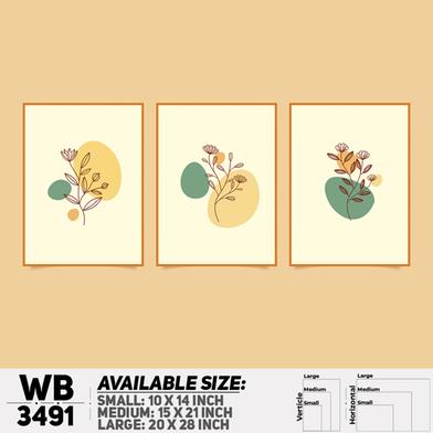DDecorator Flower And Leaf ArtWork (Set of 3) Wall Board And Wall Canvas image