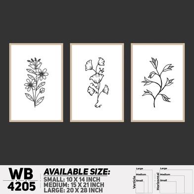 DDecorator Flower And Leaf Line Art (Set of 3) Wall Board And Wall Canvas image