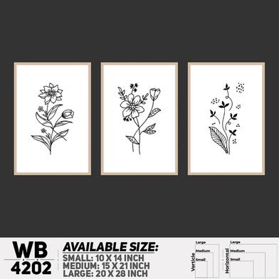 DDecorator Flower And Leaf Line Art (Set of 3) Wall Board And Wall Canvas image