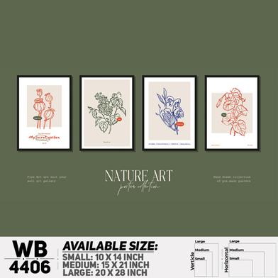 DDecorator Flower And Leaf Typography Art (Set of 4) Wall Board And Wall Canvas image