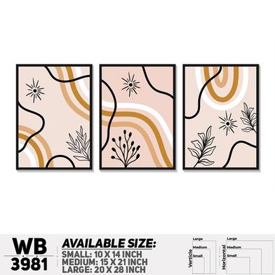 DDecorator Leaf Design Abstract Art (Set of 3) Wall Board And Wall Canvas image