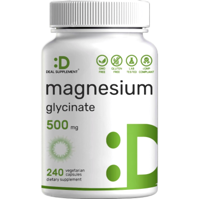 DEAL SUPPLEMENT Magnesium Glycinate 500mg 240 Veggie Capsules image
