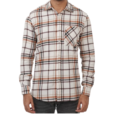 DEEN Ivory Brown Windowpane Flannel Shirt image