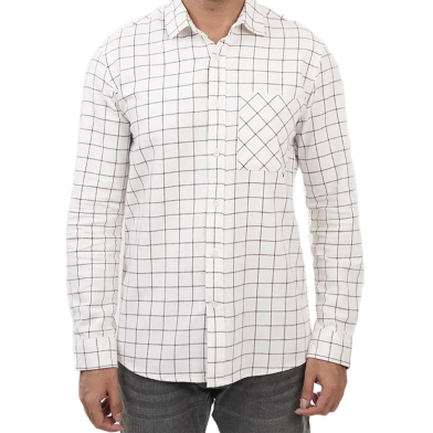 DEEN Pearl White Checker Plaid Flannel Shirt image