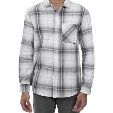 DEEN Soft Grey Minimal Plaid Flannel Shirt image