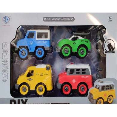 DIY Assembled Traffic Engineering Car Puzzle 4 Pcs Set image