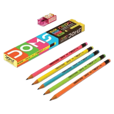 DOMS Neon Pencils with Eraser and Sharpener 10Pcs image