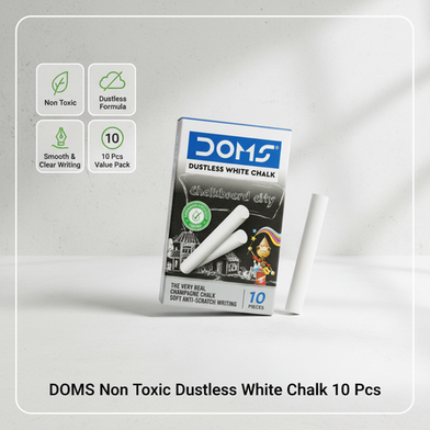 DOMS Non Toxic Dustless White Chalk 10 Pcs Slide 2