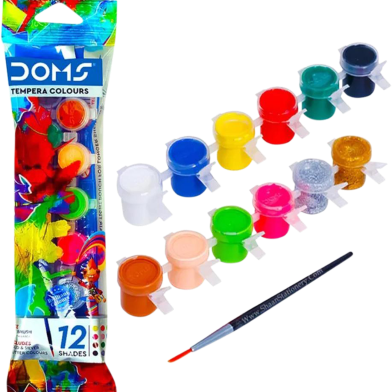 DOMS Tempera Colours 12 Shades with Free Brush image