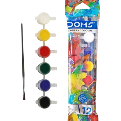 DOMS Tempera Colours 6 Shades with Free Brush image