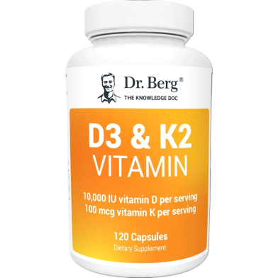 DR. BERG D3 and K2 Vitamin (10000 IU)-120 Capsules image