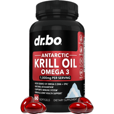 DR. BO Krill Oil Omega 3 500 mg Antarctic Krill Oil 1000 mg-60 Softgels image