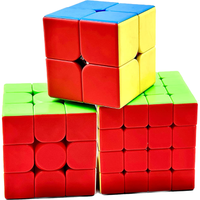 D Eternal Cube Combo Set Of (2x2) (3x3) (4x4) High Speed Stickerless Puzzle Cube For 14 Years image