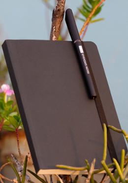 Daily Journal Dotted Black Notebook with Elastic Band with Pen image