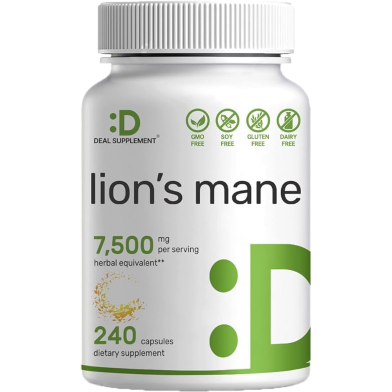 Deal Supplement Lions Mane Mushroom Supplement 7,500mg Per Serving 240 Capsules -526249264 image