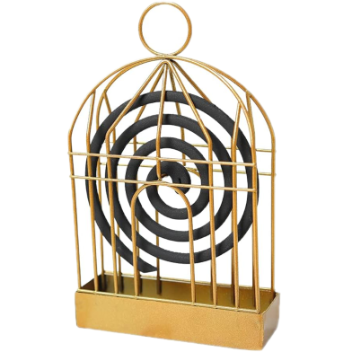 Decorative Bird Cage Mosquito Coil Holder Safe Metal Stand with Ash Catcher image
