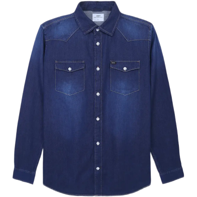 Deen Dark Blue Denim Shirt- Double Pocket image