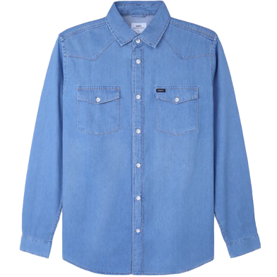Deen Mid Blue Denim Shirt - Double Pocket image