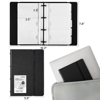 Business Card Ring Binder - Holds 180 Cards, Black, 19.8x14x3cm, With 5  Color Index Tabs & Plastic Protectors