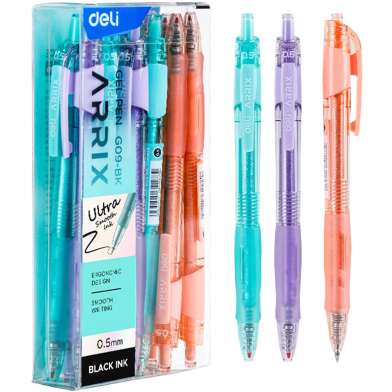 Deli Arrix Gel Pen 0.5mm Black Ink 12Pcs image