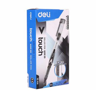 Deli Touch 0.5mm Roller Ball Pen Black Ink 12Pcs image