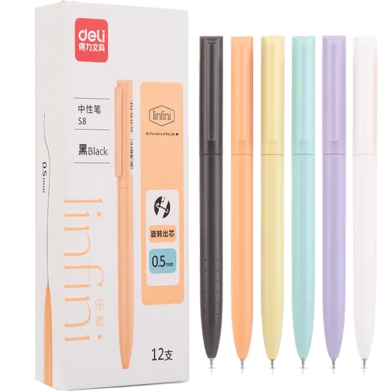 Deli S8 Quick-drying Rotary Writing Gel Pen 0.5mm Black – 1 Pcs image