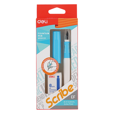 Deli School Fountain Pen Blue Ink - 1 Set image