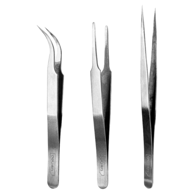 Deli Stainless Steel Tweezers Set 3pcs image