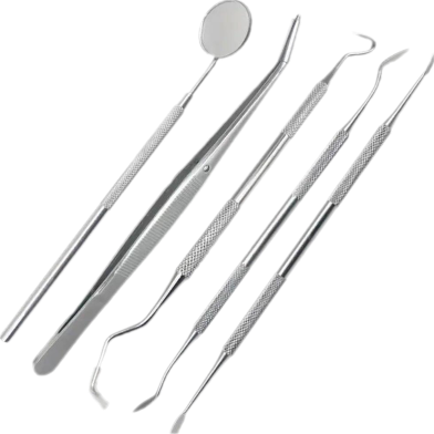 Dental Mirror Stainless Steel Dental Dentist Prepared Tool Set Tooth Care Kit - 5 Pcs image