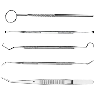 Dental Mouth Mirror Stainless Steel Tweezers Elbow Probe Dentist Instrument Set image