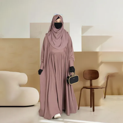 Designer Pleated Kaftan Abaya Mocha image