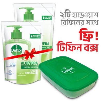 Dettol Handwash 170ml Refill Aloe Vera X 2 Free Tiffin Box image