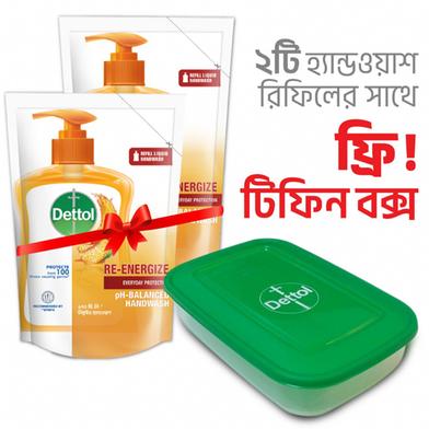 Dettol Handwash 170ml Refill Poly Re Energize X 2 Free Tiffin Box image