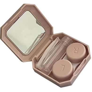 DiamondLens – Stylish Pink Contact Lens Box Holder Travel Kit with Tweezers and Solution Bottle image