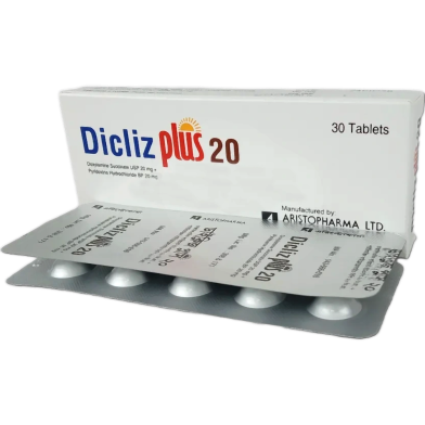 Dicliz Plus 20 mg Tablet 10's Strip image