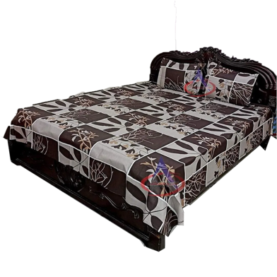 Digital Home Tex Cotton 8.5/7.5 Feet Double Size Bedsheet with Two Pillow Covers image