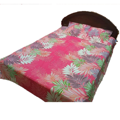Digital Home Tex Cotton 8.5/7.5 Feet Double Size Bedsheet With Two Pillow Covers image