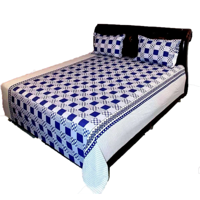 Digital Home Tex Cotton 8.5/7.5 Feet Double Size Bedsheet With Two Pillow Covers - Bed Sheet - Bed Sheet Home Tex image