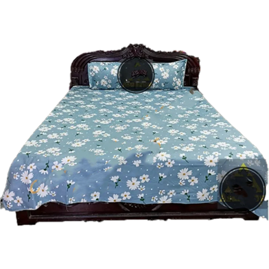 Digital Home Tex Cotton 8.5/7.5 Feet Double Size Bedsheet With Two Pillow Covers - Bed Sheet image