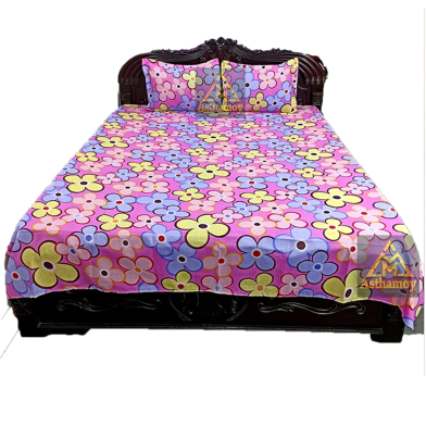 Digital Home Tex Cotton 8.5/7.5 Feet Double Size Bedsheet With Two Pillow Covers image