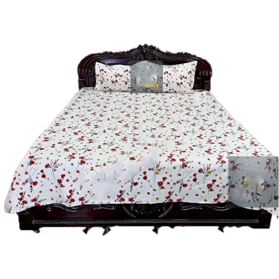 Digital Home Tex Cotton 8.5/7.5 Feet Double Size Bed Sheet With Two Pillowcases image