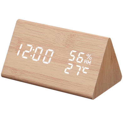 Digital LED Wooden Color Alarm Clock Table Decor Gift for Adults image