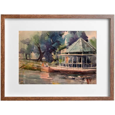 Dingi, Dhanmondi Lake Watercolor - (27x20)inches image