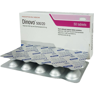 Dinovo 500 mg Plus 20 - 10's Strip Tablet image