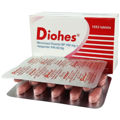 Diohes 450 mg Plus 50 mg Tablet – 10's Strip image